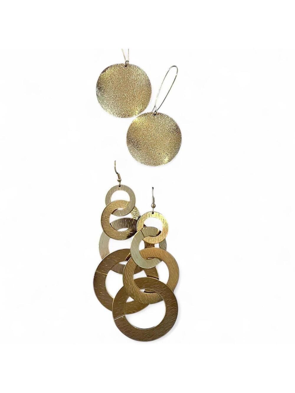A set of 2 Vintage Statement Gold-Tone earrings